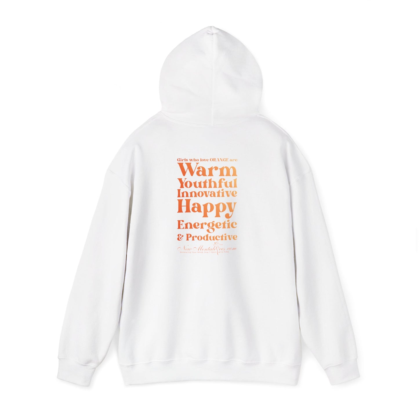 Orange Girl 4 Life Hoodie - Cute Ladies White Graphic Hoodie, Positive Affirmation Hoodie, Inspirational Unisex Hoodie, Orange Fashion