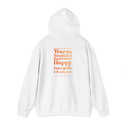 Orange Girl 4 Life Hoodie - Cute Ladies White Graphic Hoodie, Positive Affirmation Hoodie, Inspirational Unisex Hoodie, Orange Fashion
