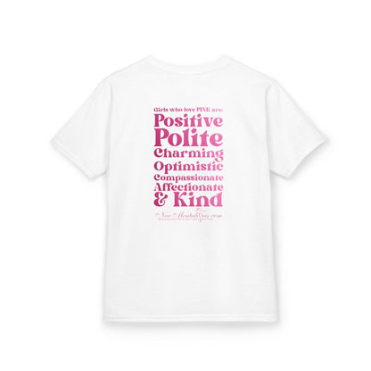 Pink Girl 4 Life T-Shirt - Cute Youth White Graphic Tee, Positive Affirmation Shirt, Inspirational Gift