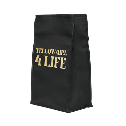 Yellow Girl 4 Life Black Contrast Lunch Bag – Double-Sided Inspirational Yellow Girl Lunch Tote | Insulated Lunch Bag | Girl Power Lunch Box