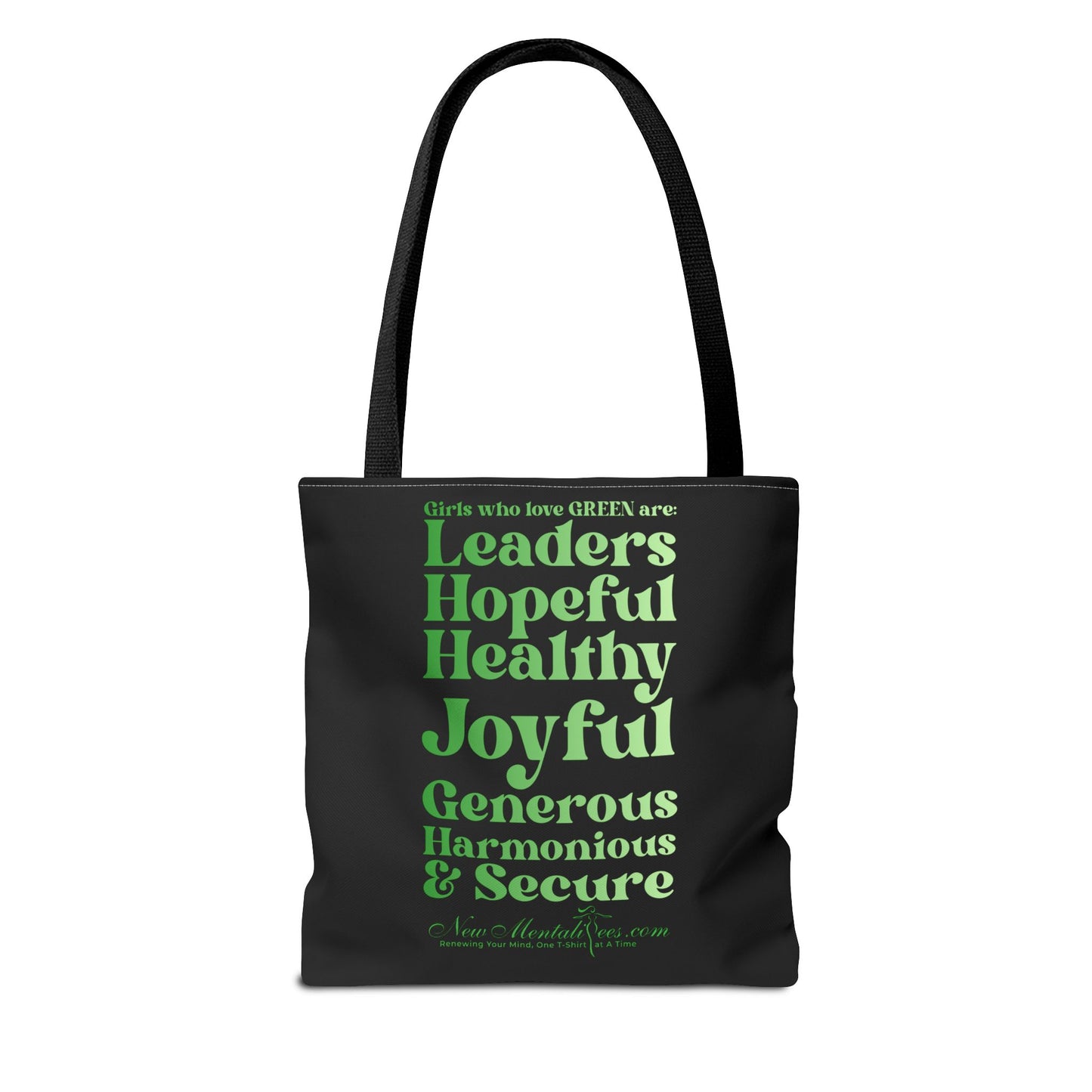 Green Girl 4 Life Tote Bag - Cute Black Bag for Women and Girls, Double Sided Inspirational Tote