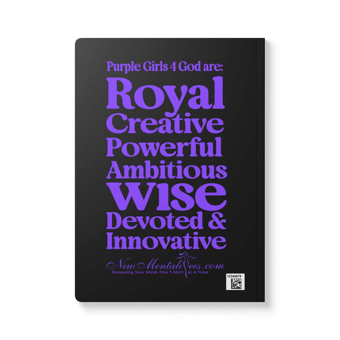 💜 Purple Girls 4 God Black Contrast Softcover Journal – Double-Sided Inspirational Faith Journal | 100 or 200 Pages | Notebook for Girls & Women Who Love God