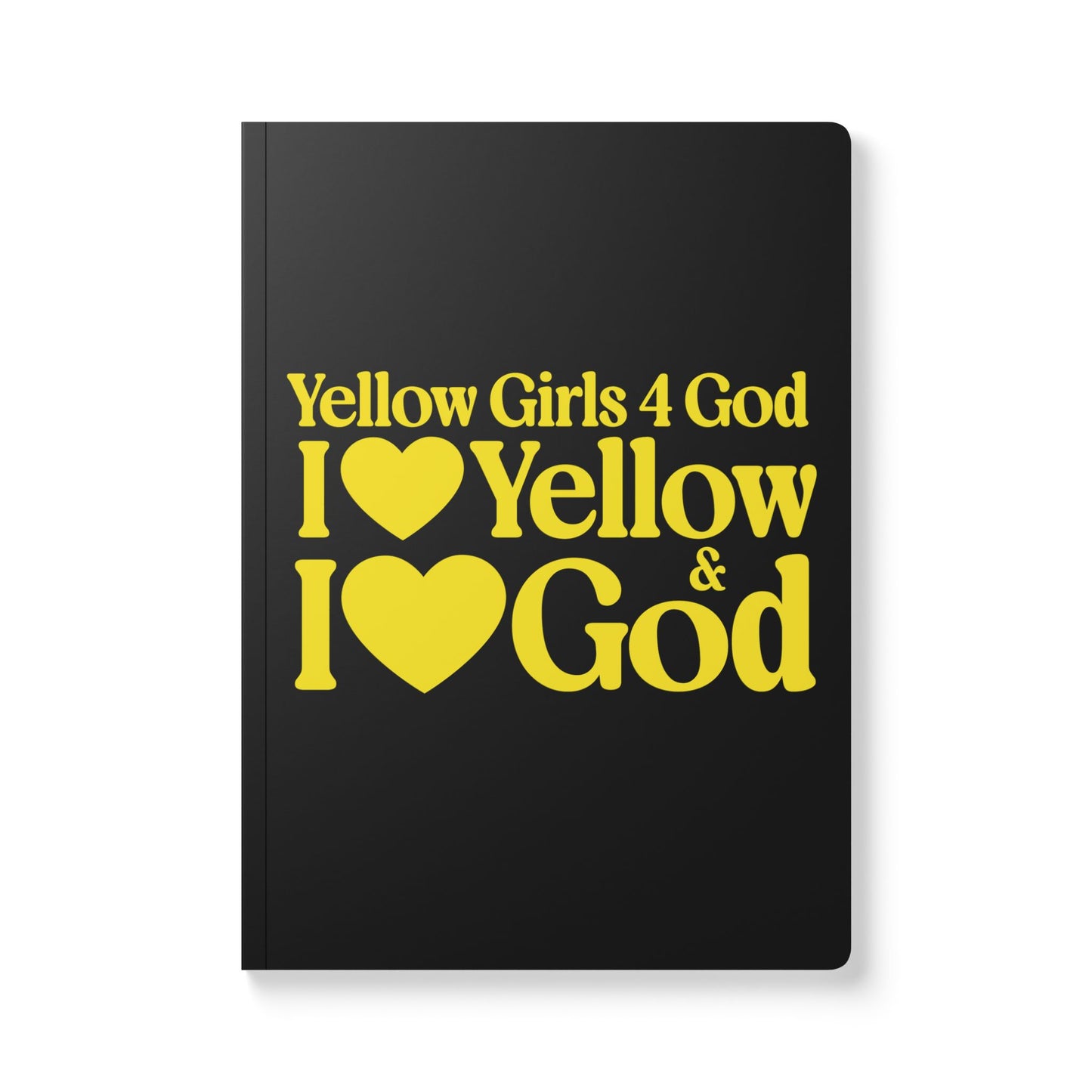 Yellow Girls 4 God Black Contrast Softcover Journal – Double-Sided Inspirational Faith Journal | 100 or 200 Pages | Notebook for Girls & Women Who Love God