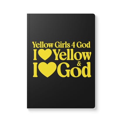 Yellow Girls 4 God Black Contrast Softcover Journal – Double-Sided Inspirational Faith Journal | 100 or 200 Pages | Notebook for Girls & Women Who Love God