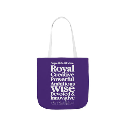 Purple Girls 4 God Tote Bag - You Are Royal, Creative, Powerful, Ambitious, Wise, Devoted, and Innovative!