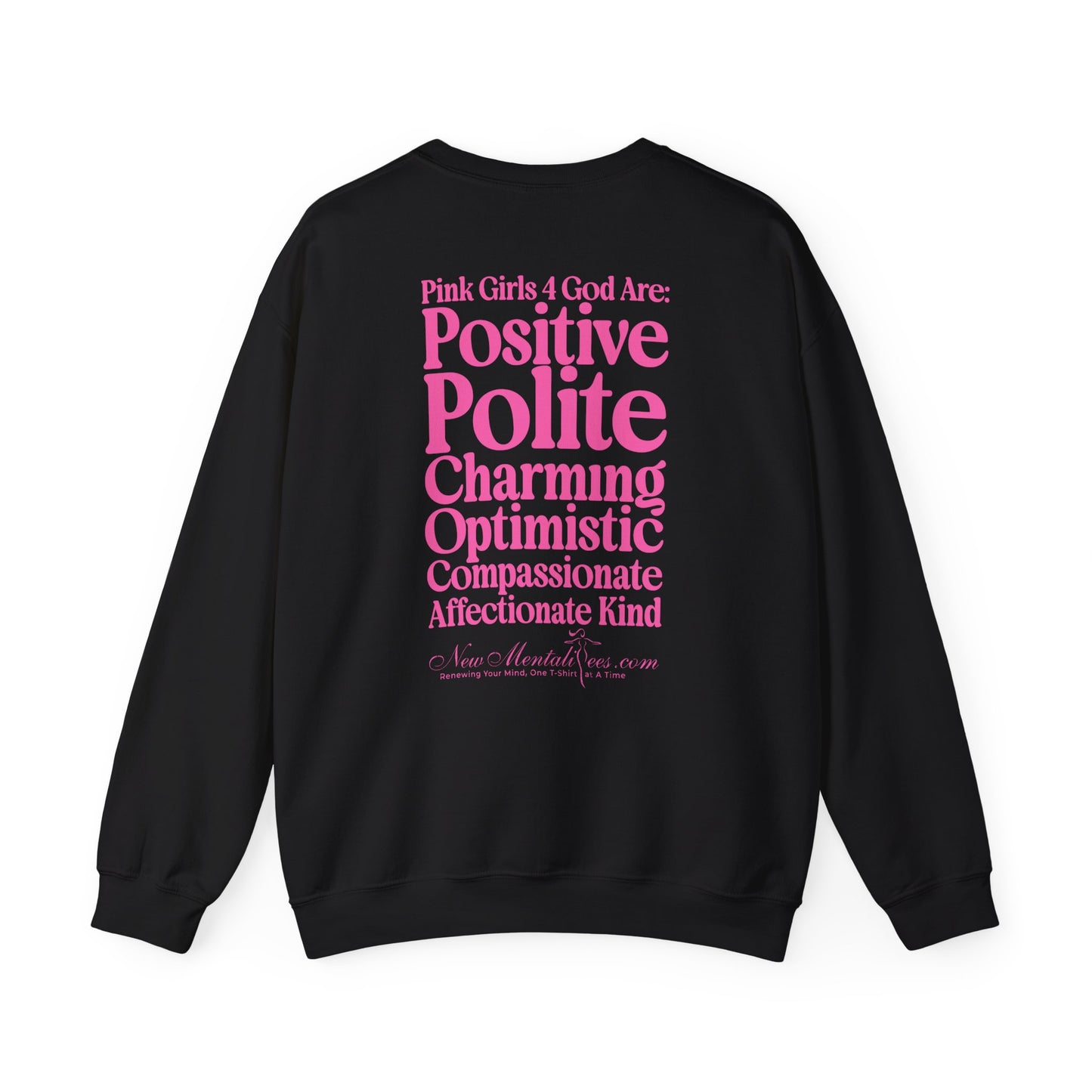 Pink Girls 4 God Adult Sweatshirt | Black Contrast