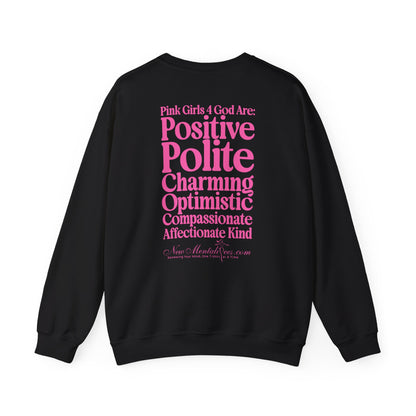 Pink Girls 4 God Adult Sweatshirt | Black Contrast