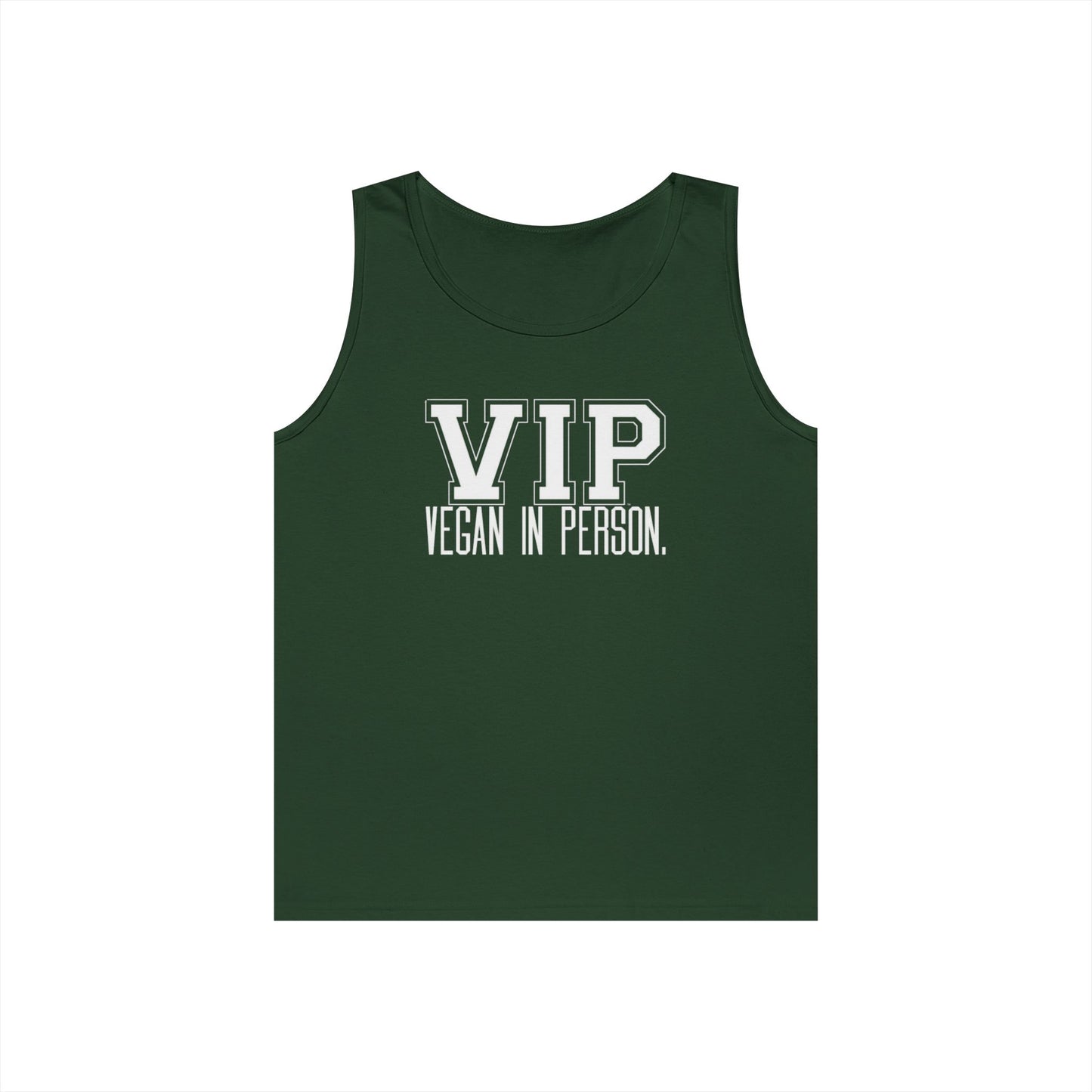 VIP Vegan Unisex Tank Top – Vegan In Person Plant-Based Statement Tank | Healthy Lifestyle | Vegan Gift | Eco-Friendly Summer Tank