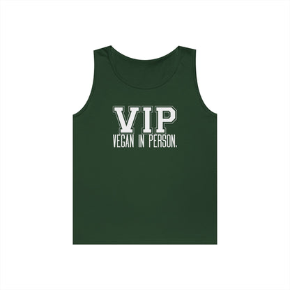 VIP Vegan Unisex Tank Top – Vegan In Person Plant-Based Statement Tank | Healthy Lifestyle | Vegan Gift | Eco-Friendly Summer Tank