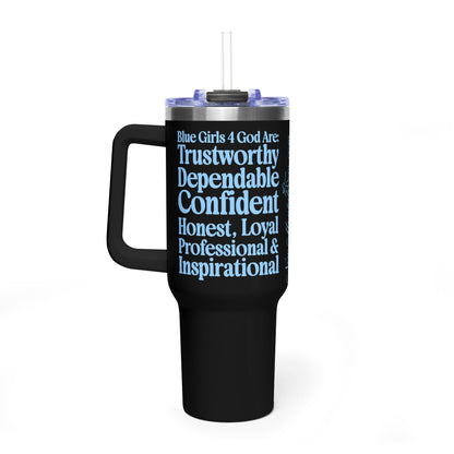 Blue Girls 4 God Black Contrast Tumbler - Faith Filled Women Who Love God