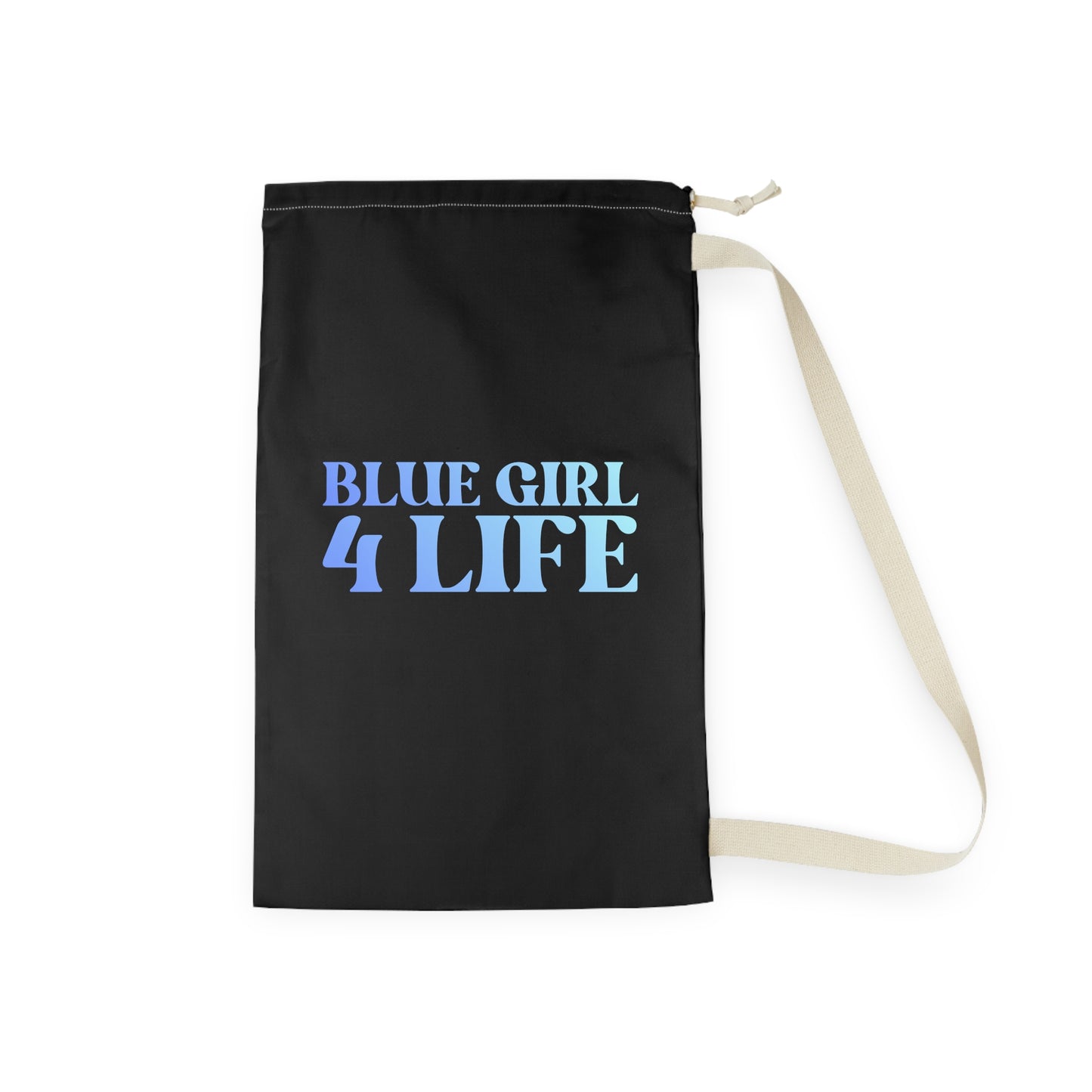 Blue Girl 4 Life Black Laundry Bag – Double-Sided Inspirational Blue Girl Laundry Sack | Spun Polyester Drawstring Bag