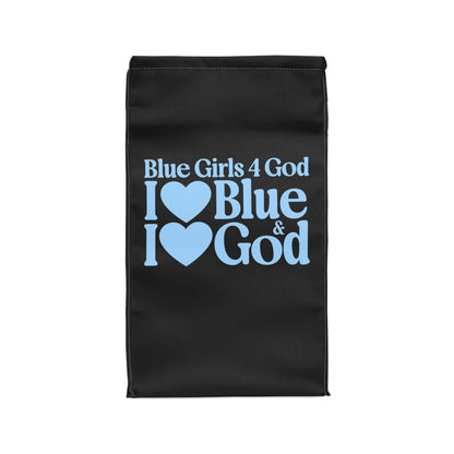 Blue Girls 4 God Black Contrast Lunch Tote – Double-Sided Inspirational Faith Lunch Bag | Insulated Lunch Bag | Gift for Girls & Women