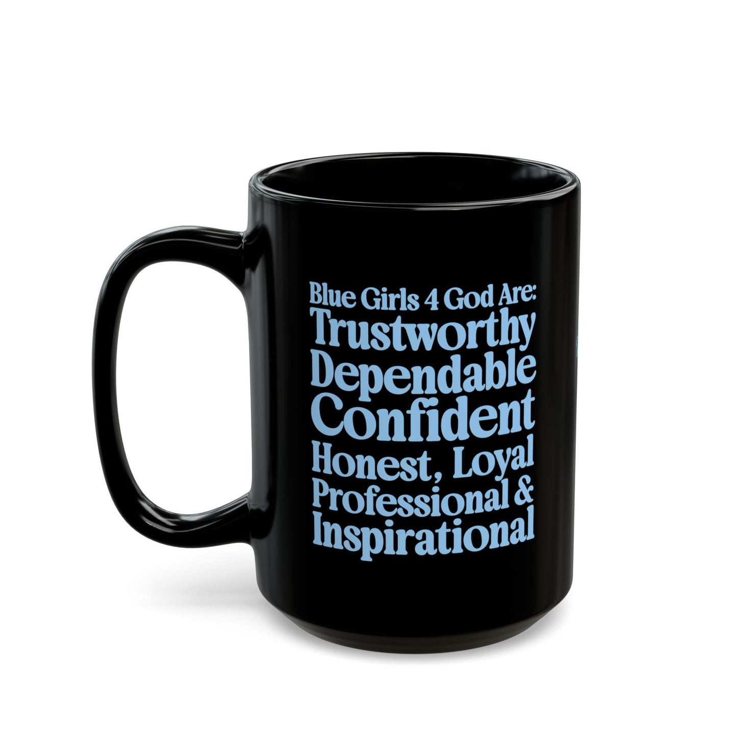 Blue Girls 4 God Mug - Black Contrast Collection