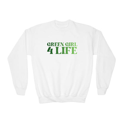 Green Girl 4 Life Sweatshirt - Cute Youth White Graphic Sweatshirt, Positive Affirmation Sweatshirt, Inspirational Sweatshirt, Green Fashion