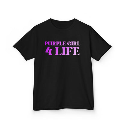 Purple Girl 4 Life T-Shirt - Cute Youth Black Graphic Tee, Inspirational Shirt, Positive Affirmation T-Shirt, Purple Fashion Tee
