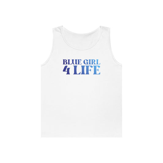 Blue Girl 4 Life Ladies Sleeveless White Tank Top | Double-Sided Graphic Tank | Inspirational Tank for Women (Unisex)