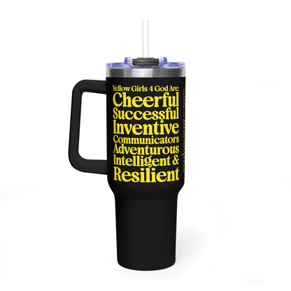 Yellow Girls 4 God Black Contrast Tumbler - Faith Filled Women Who Love Yellow