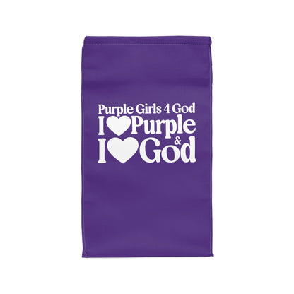 Purple Girls 4 God Lunch Tote – Double-Sided Inspirational Faith Lunch Bag | Insulated Lunch Bag | Gift for Girls & Women