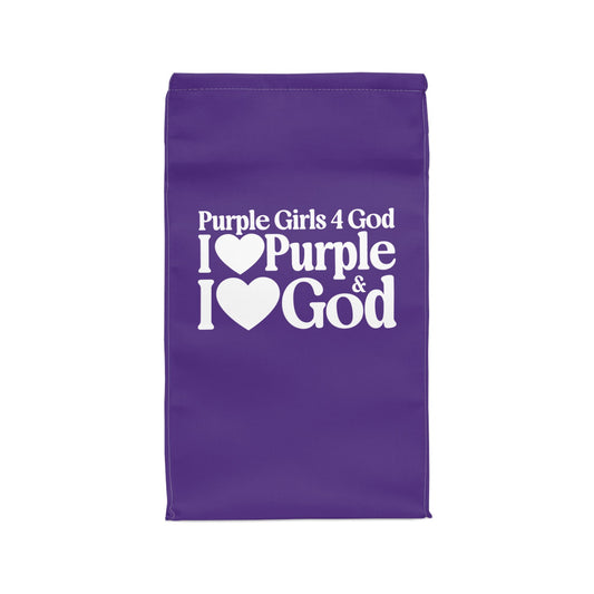Purple Girls 4 God Lunch Tote – Double-Sided Inspirational Faith Lunch Bag | Insulated Lunch Bag | Gift for Girls & Women