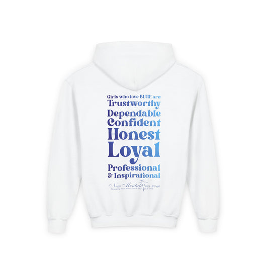 Blue Girl 4 Life Hoodie - Cute Youth White Graphic Hoodie, Positive Affirmation Hoodie, Inspirational Hoodie, Blue Fashion