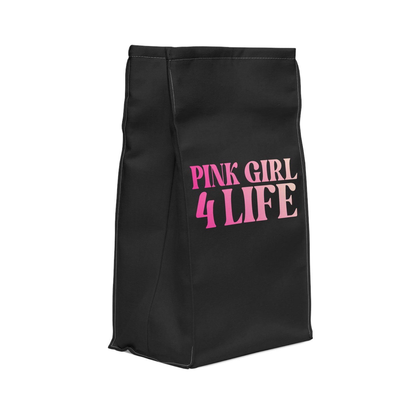 Pink Girl 4 Life Black Contrast Lunch Bag – Double-Sided Inspirational Pink Girl Lunch Tote | Insulated Lunch Bag | Girl Power Lunch Box