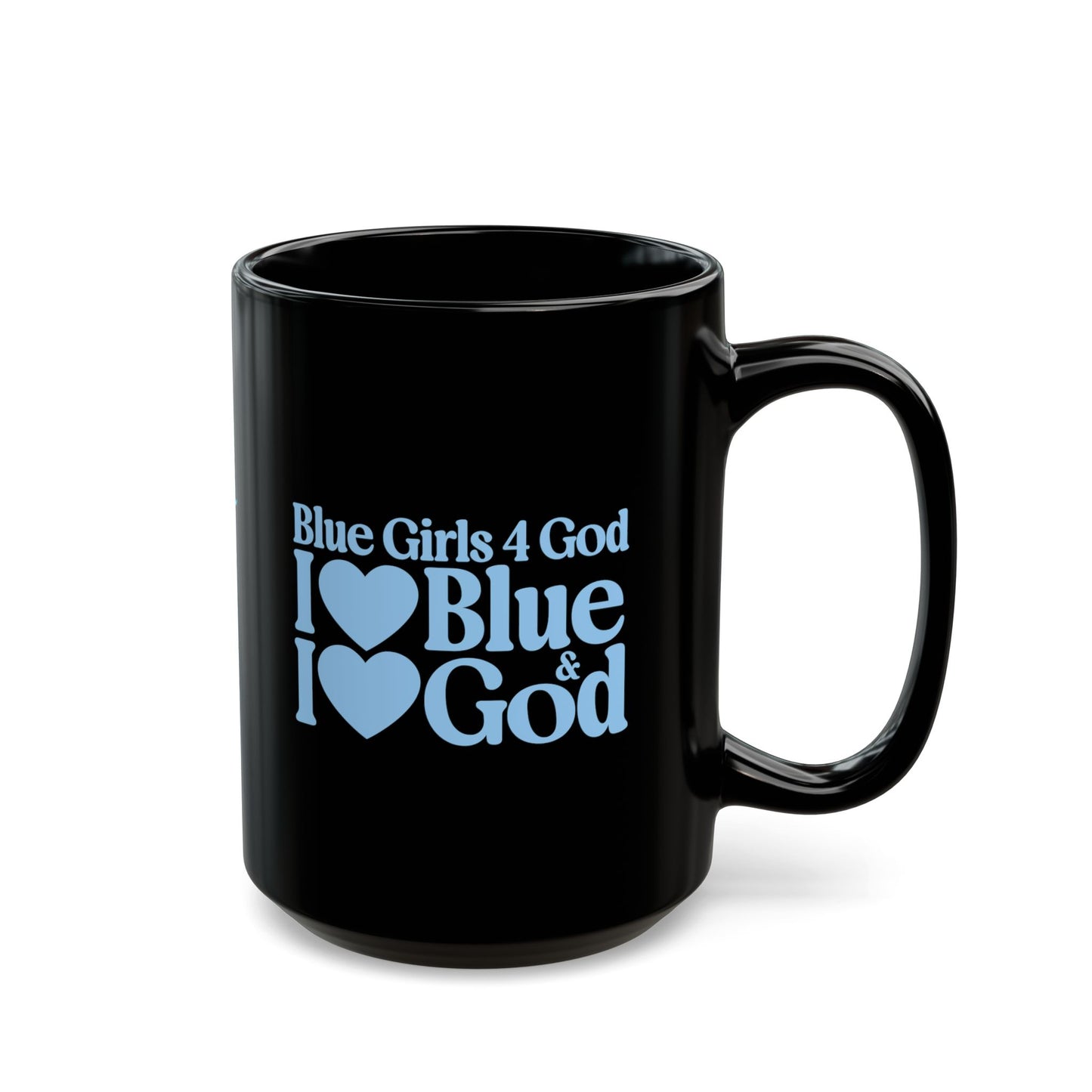 Blue Girls 4 God Mug - Black Contrast Collection