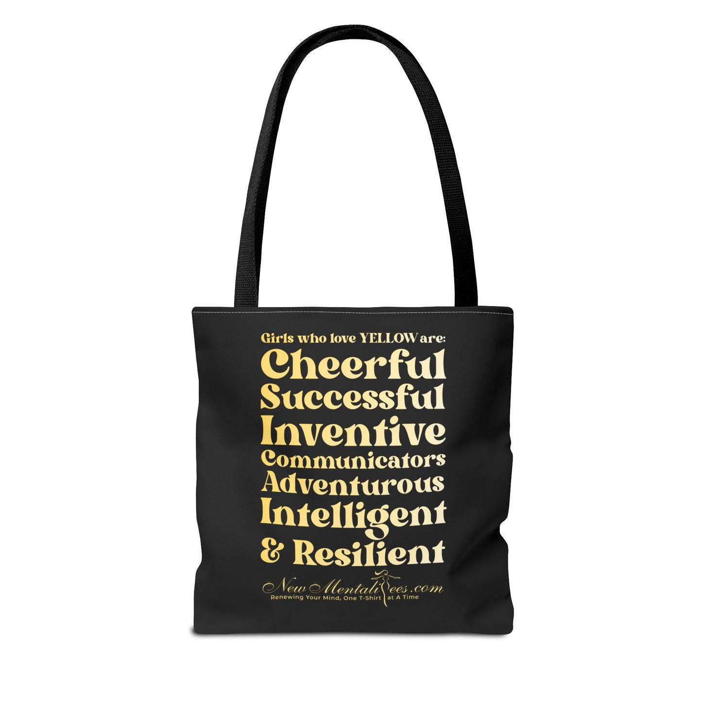Yellow Girl 4 Life Tote Bag - Cute Black Bag for Women and Girls, Double Sided Inspirational Tote
