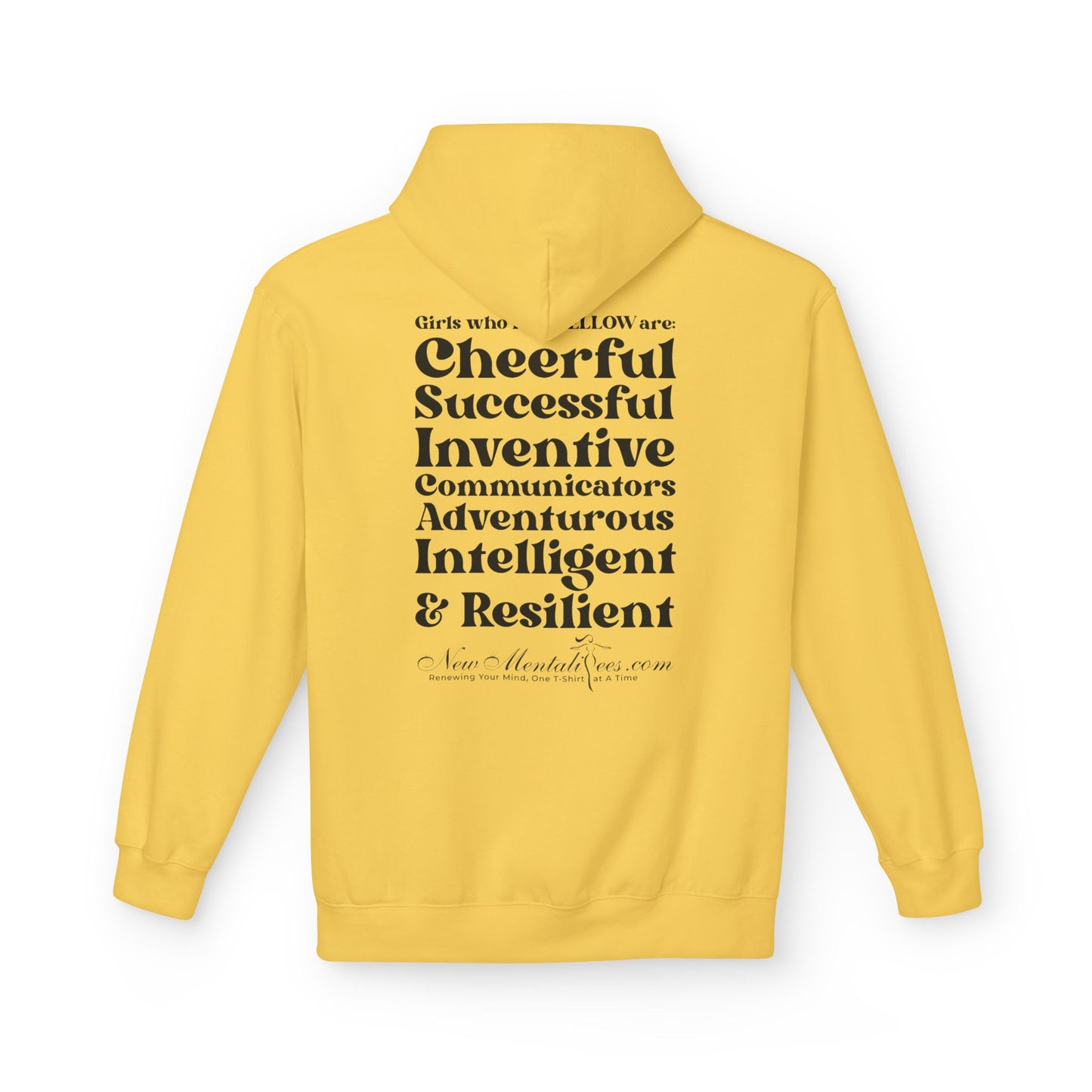 Yellow Girl 4 Life Hoodie - Cute Ladies Yellow Hoodie, Positive Affirmation Hoodie, Inspirational Unisex Hoodie, Yellow Fashion