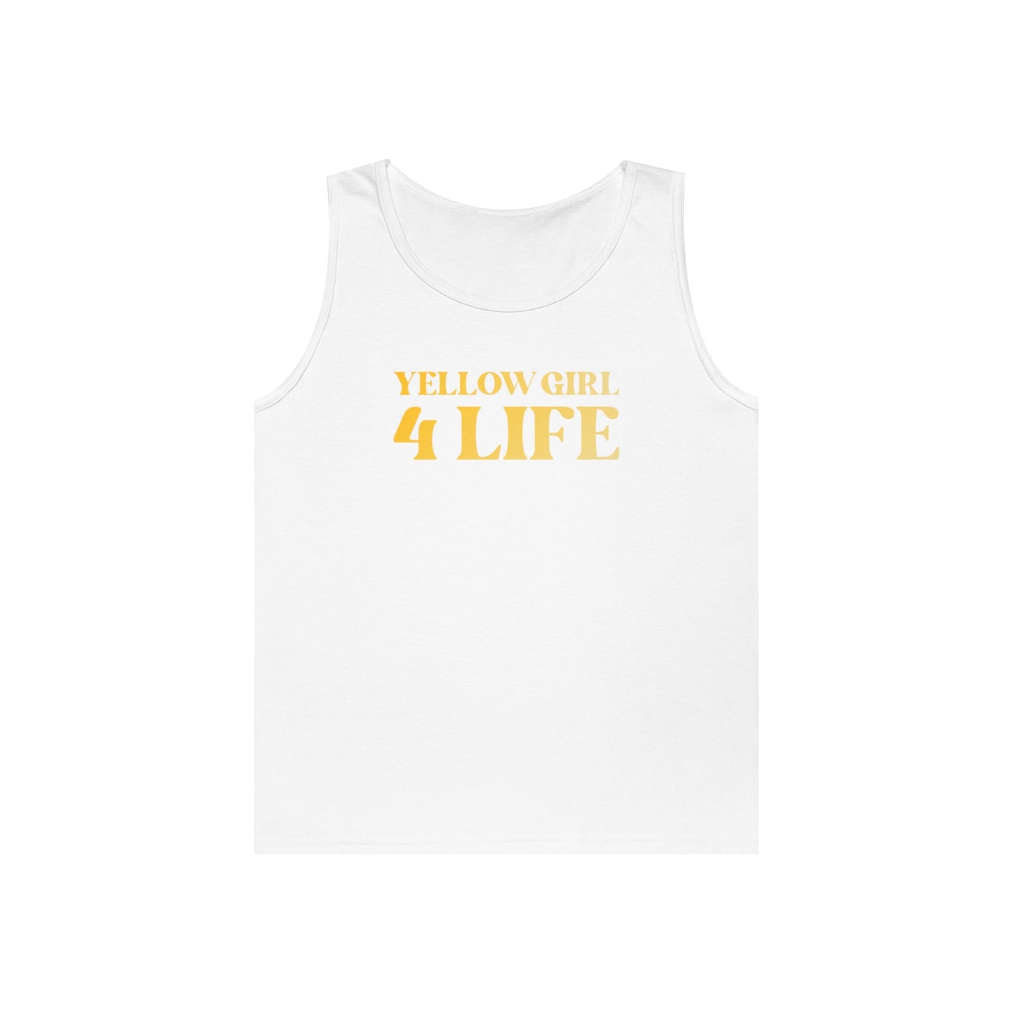 💛 Yellow Girl 4 Life Ladies White Tank Top | Double-Sided Graphic Tank | Inspirational Sleeveless Tank for Women (Unisex)