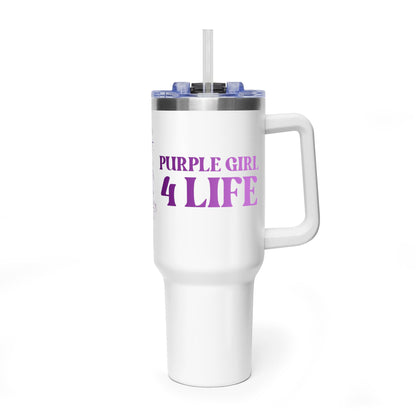 Purple Girl 4 Life 40 oz White Tumbler - Cute, Purple, Positive, Affirmation, Inspirational, Insulated Tumbler