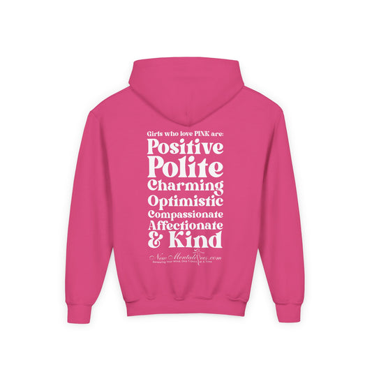 Pink Girl 4 Life Hoodie - Cute Youth Pink Graphic Hoodie, Positive Affirmation Hoodie, Inspirational Gift