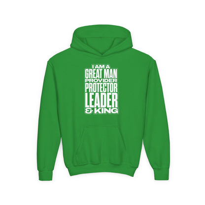 I Am A Great Man Youth Hoodie - For Kings, Protectors & Leaders in the Making