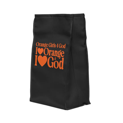 Orange Girls 4 God Black Contrast Lunch Tote – Double-Sided Inspirational Faith Lunch Bag | Insulated Lunch Bag | Gift for Girls & Women