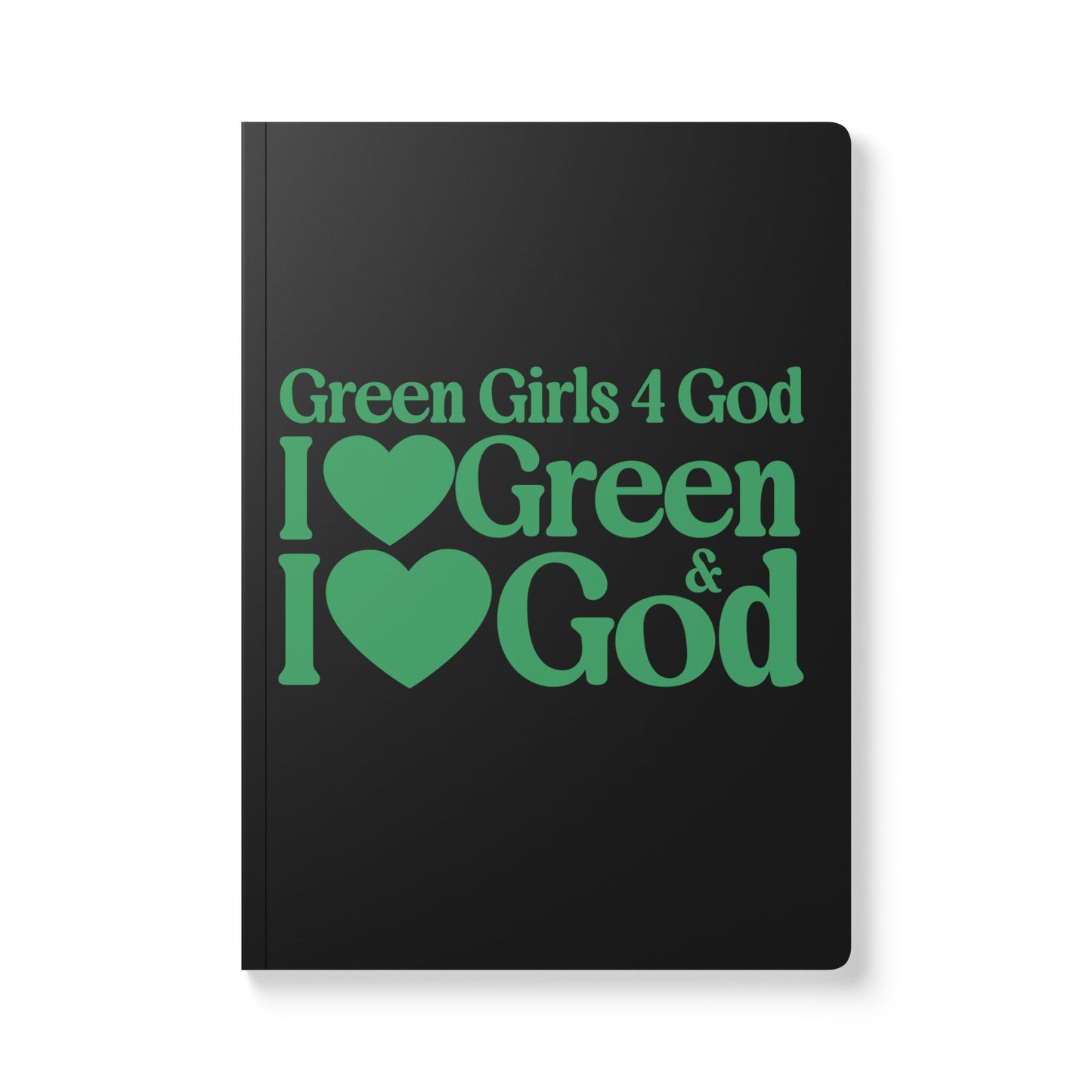 Green Girls 4 God Black Contrast Softcover Journal – Double-Sided Inspirational Faith Journal | 100 or 200 Pages | Notebook for Girls & Women Who Love God