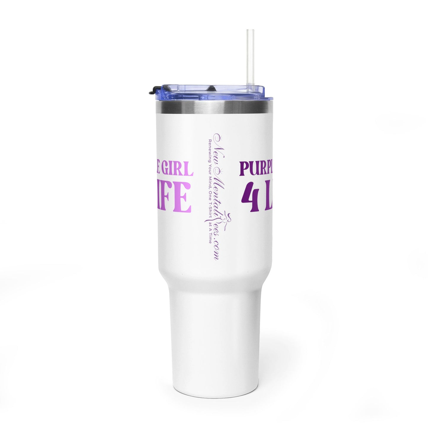 Purple Girl 4 Life 40 oz White Tumbler - Cute, Purple, Positive, Affirmation, Inspirational, Insulated Tumbler
