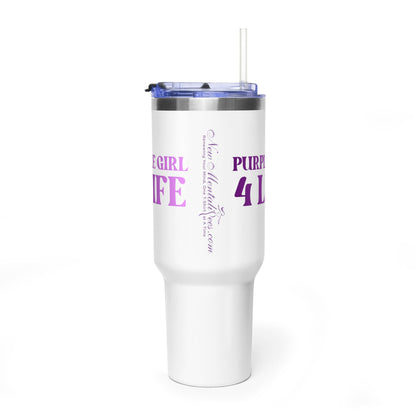 Purple Girl 4 Life 40 oz White Tumbler - Cute, Purple, Positive, Affirmation, Inspirational, Insulated Tumbler