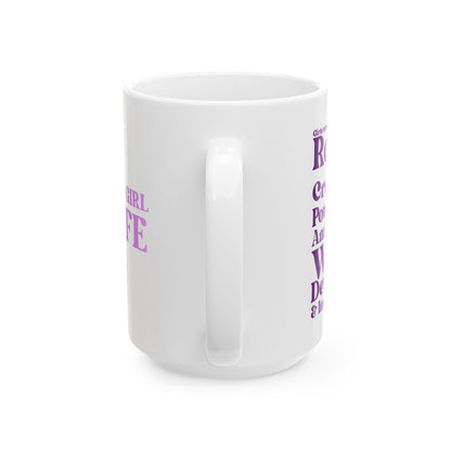 Purple Girl 4 Life Black Mug - Positive Affirmation, Cute, Inspirational Double Sided, 11oz & 15oz Mug, Great Gift