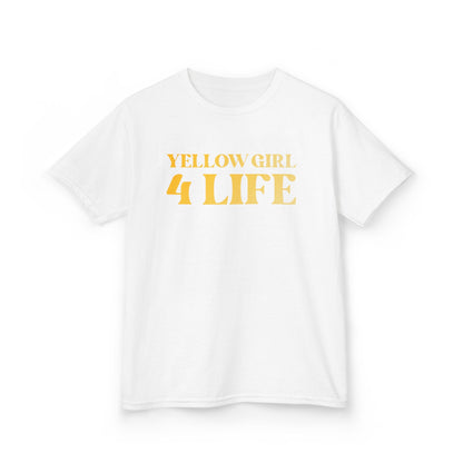 Yellow Girl 4 Life T-Shirt - Cute Youth White Graphic Tee, Positive Affirmation Shirt, Inspirational T-Shirt, Yellow Fashion Tee