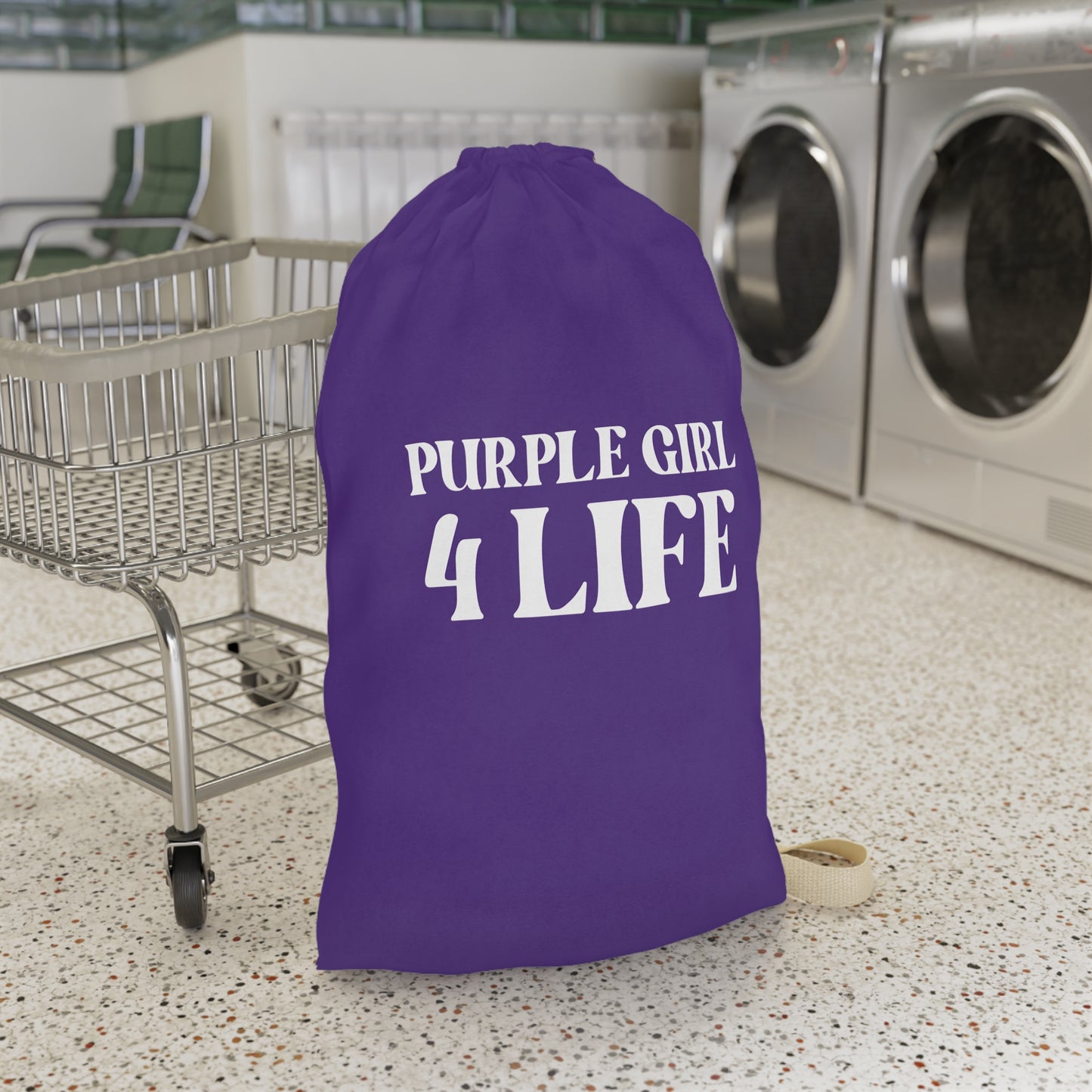 Purple Girl 4 Life Laundry Bag – Double-Sided Inspirational Purple Girl Laundry Sack | Spun Polyester Drawstring Bag