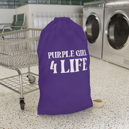 Purple Girl 4 Life Laundry Bag – Double-Sided Inspirational Purple Girl Laundry Sack | Spun Polyester Drawstring Bag