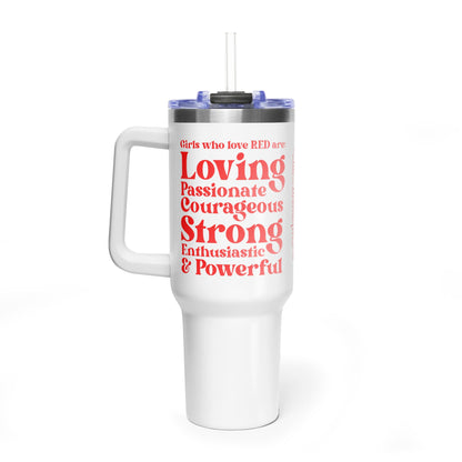 Red Girl 4 Life 40 oz White Tumbler - Cute, Red, Positive, Affirmation, Inspirational, Double Sided, Insulated Tumbler