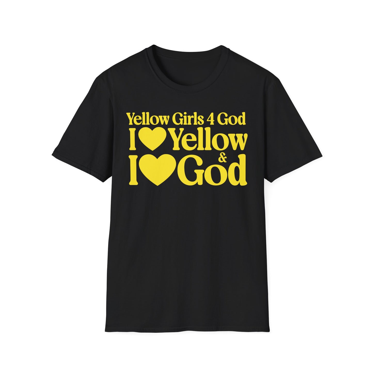 Yellow Girls 4 God Adult T-shirt | Black Contrast