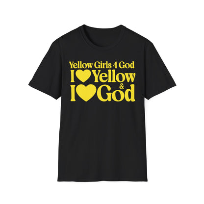 Yellow Girls 4 God Adult T-shirt | Black Contrast