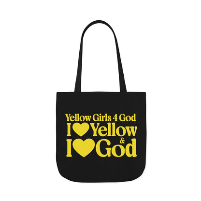 Black Contrast Yellow Girls 4 God Tote Bag - You Are Cheerful, Successful, Inventive, Communicators, Adventurous, Intelligent, and Resilient!