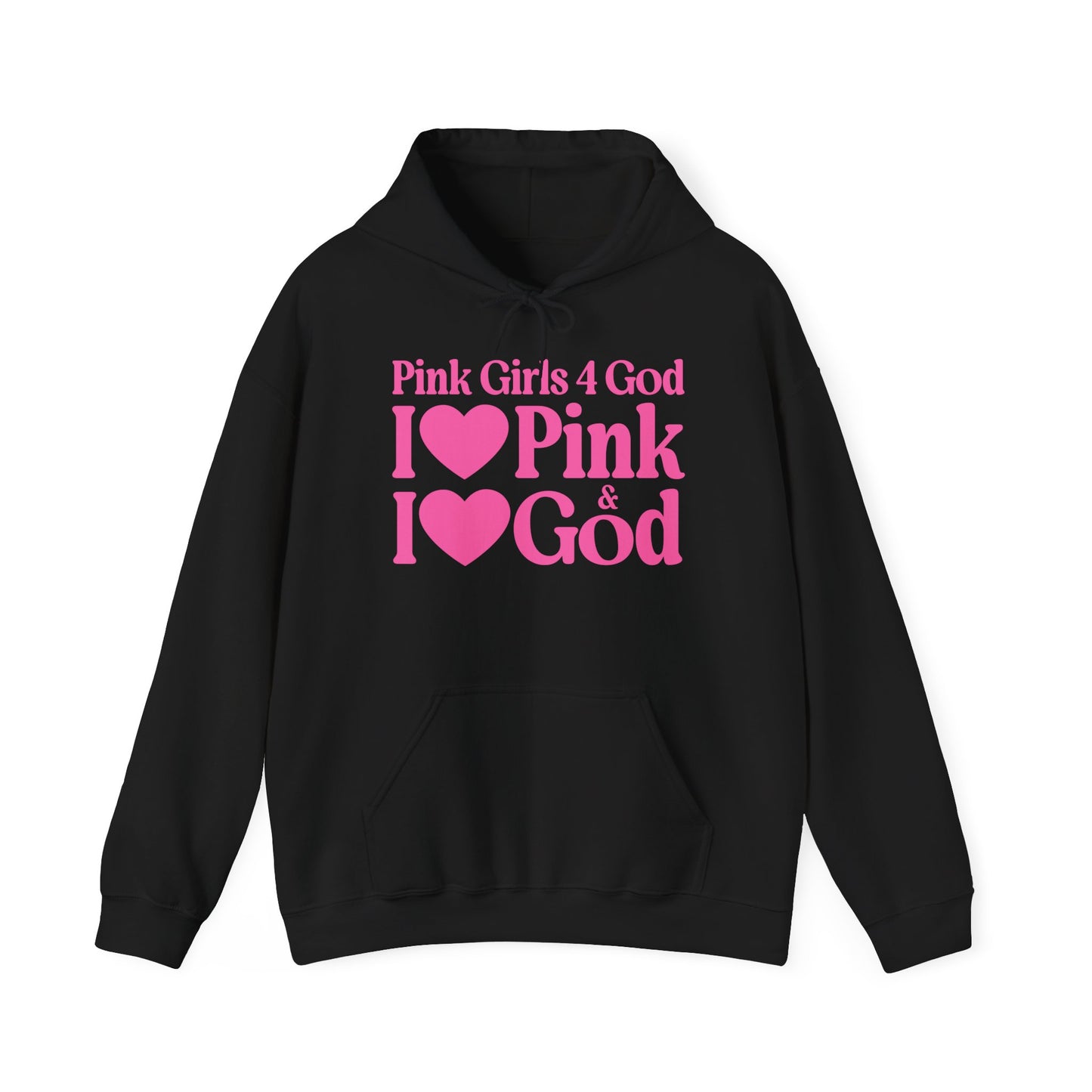 Pink Girls 4 God Adult Hoodie | Black Contrast