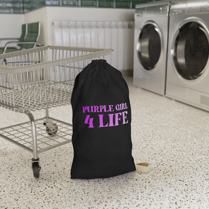 Purple Girl 4 Life Black Laundry Bag – Double-Sided Inspirational Purple Girl Laundry Sack | Spun Polyester Drawstring Bag