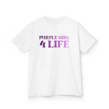 Purple Girl 4 Life T-Shirt - Cute Youth White Graphic Tee, Inspirational Shirt, Positive Affirmation T-Shirt, Purple Fashion Tee