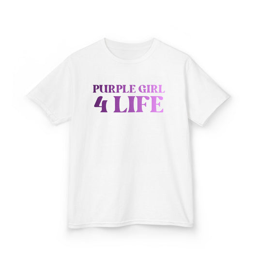 Purple Girl 4 Life T-Shirt - Cute Youth White Graphic Tee, Inspirational Shirt, Positive Affirmation T-Shirt, Purple Fashion Tee