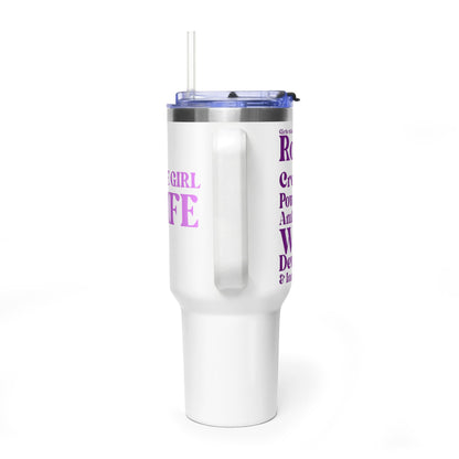 Purple Girl 4 Life 40 oz White Tumbler - Cute, Purple, Positive, Affirmation, Inspirational, Insulated Tumbler