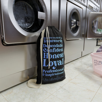 Blue Girl 4 Life Black Laundry Bag – Double-Sided Inspirational Blue Girl Laundry Sack | Spun Polyester Drawstring Bag